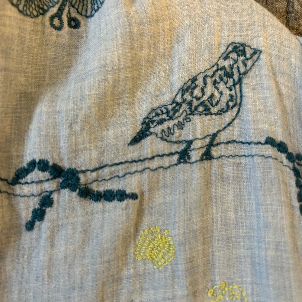 Unusual Japanese Tunic Dress Smock Embroidered Birds M/L - Picture 5 of 6
